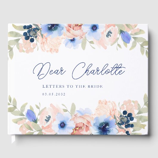 Peach Blue Blush Brautparty Gästebuch (Vorderseite)