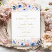 Peach Blue Blush Gold Brautparty Einladung