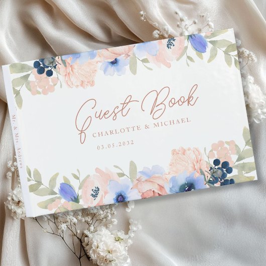 Peach Blue Blush Wedding Gästebuch