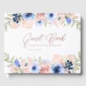 Peach Blue Blush Wedding Gästebuch (Vorderseite)