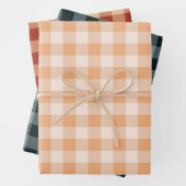 Peach Blue Brown Checkered Gingham Pattern Geschenkpapier Set (Beispiel)