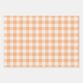 Peach Blue Brown Checkered Gingham Pattern Geschenkpapier Set (Vorderseite)
