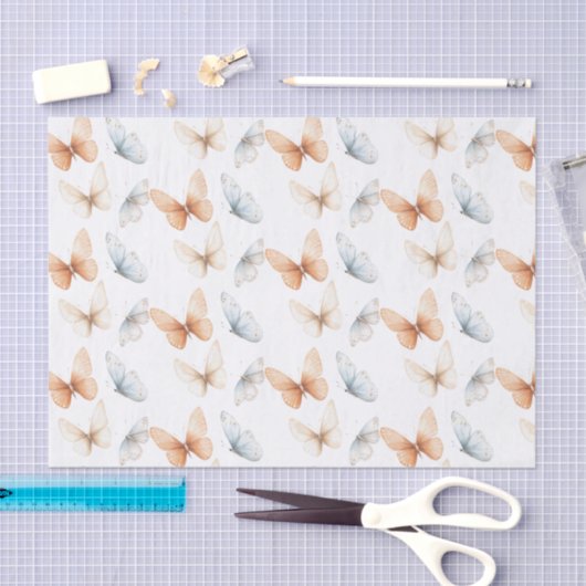Peach Blue Butterflies Baby Shower Seidenpapier (Handwerk)