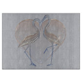 Peach & Blue Cranes Long & Happy Ehe Schneidebrett (Vorderseite)