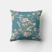 Peach, Blue, Cream Giant Bouquet auf Aquamarin Kissen (Rückseite)