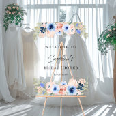 Peach Blue Floral Brautparty Acrylschild