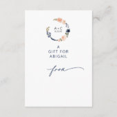 Peach & Blue Floral Display Brautparty Begleitkarte (Rückseite)