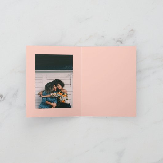 Peach Blue Floral Foto Vielen Dank Karte (Innenseite)