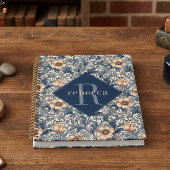 Peach Blue Floral William Morris Elegant Monogram Planer