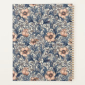 Peach Blue Floral William Morris Elegant Monogram Planer (Rückseite)