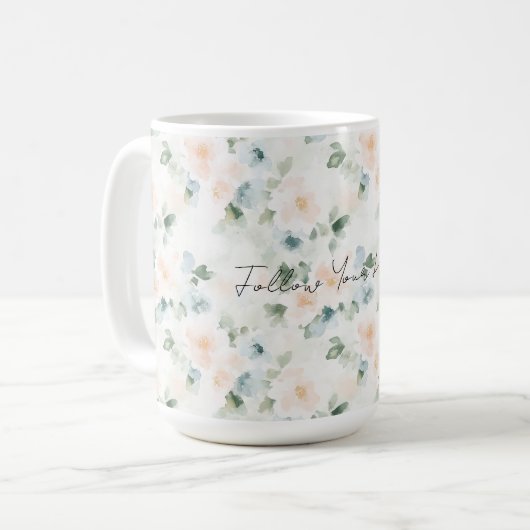 Peach Blue Flowers   Kaffeetasse (Vorderseite Links)