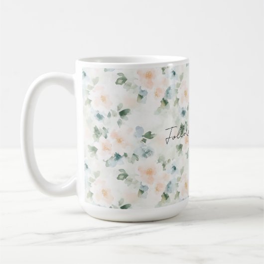 Peach Blue Flowers   Kaffeetasse (Links)