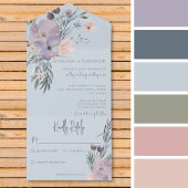 Peach Blue & Lavender Boho Floral Blue No Dinner All In One Einladung
