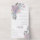 Peach Blue & Lavender Boho Floral White Dinner All In One Einladung (Innen Boden)