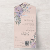 Peach Blue & Lila Boho Peach QR Code All In One Einladung (Innen Boden)