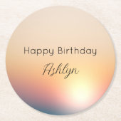 Peach Blue Lila Sunrise Birthday Runder Pappuntersetzer (Vorderseite)
