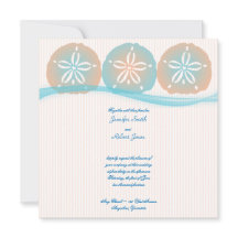 Peach Blue Sand Dollars Beach Hochzeit Einladung