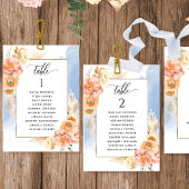 Peach, Blue Seating Plan Cards mit Gästennamen