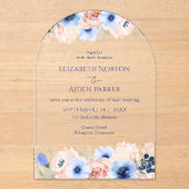 Peach Blue Wedding Collection Acryleinladungen (Vorderseite)