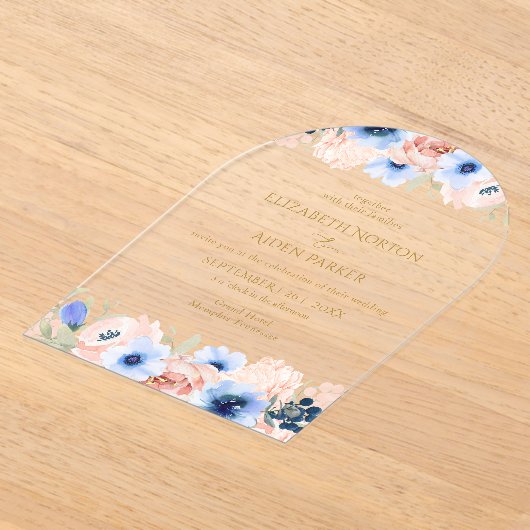 Peach Blue Wedding Collection Acryleinladungen (Ablage )