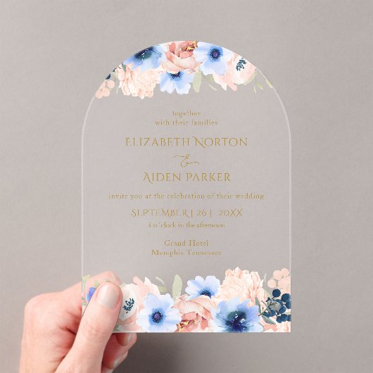 Peach Blue Wedding Collection Acryleinladungen (Insitu (Handheld))
