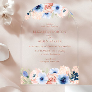 Peach Blue Wedding Collection Arch Acryleinladungen