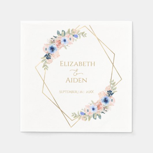 Peach Blue Wedding Collection Napkins Serviette (Vorderseite)