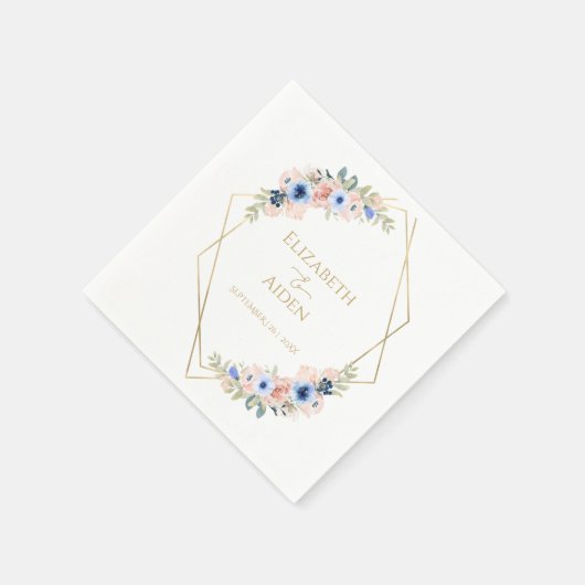 Peach Blue Wedding Collection Napkins Serviette (Ecke)