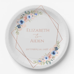 Peach Blue Wedding Collection Pappteller