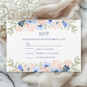 Peach Blue Wedding Collection RSVP Karte