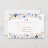 Peach Blue Wedding Collection RSVY RSVP Karte (Vorderseite)