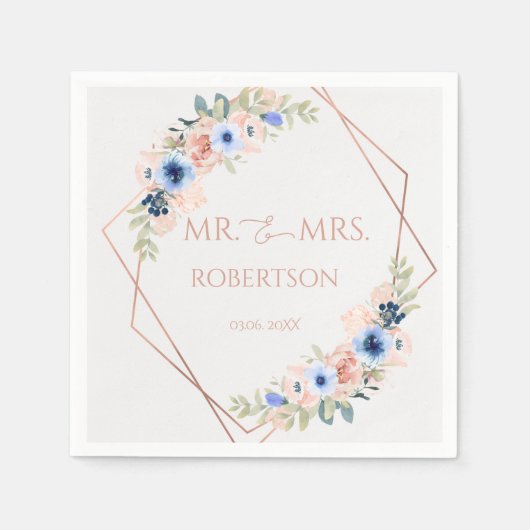 Peach Blue Wedding Collection Serviette (Vorderseite)