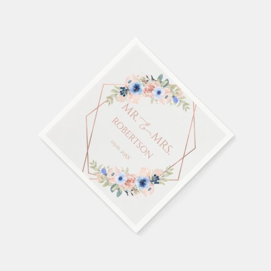 Peach Blue Wedding Collection Serviette (Ecke)