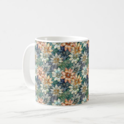 Peach Blue White Green Kaffeetasse (Vorderseite Links)