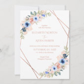 Peach Blue White Wedding Collection Einladung (Vorderseite)