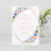 Peach Blue White Wedding Collection Einladung (Stehend Vorderseite)