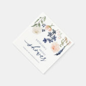 Peach & Blue Wildblume Brautparty Serviette (Ecke)