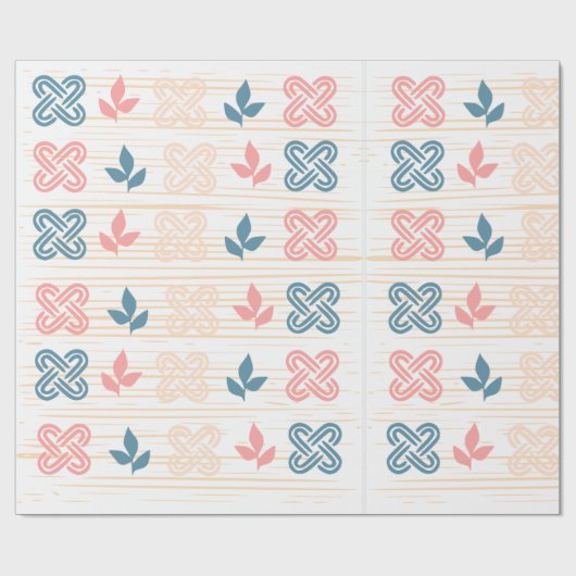 Peach & Blue Wrapping Paper Geschenkpapier (Flach)