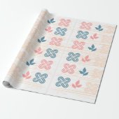 Peach & Blue Wrapping Paper Geschenkpapier (Ungerollt)