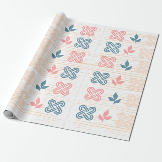 Peach & Blue Wrapping Paper Geschenkpapier (Ungerollt)