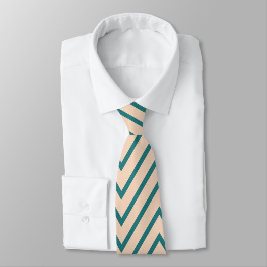 Peach Blue Zickzack Stripe Krawatte (Gebunden)