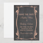 Peach Blüh Chalkboard Save the Date einladen (Vorne/Hinten)