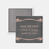 Peach Blüh Chalkboard Speichern des Datumsfelds Magnet (Vorderseite/Rückseite)