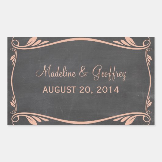 Peach Blüh Chalkboard Wedding Stickers (Vorderseite)