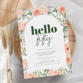 Peach Blume Arch Trendy Modern 50. Geburtstag Einladung