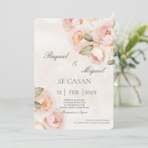 Peach Blume beige Spanish Wedding Einladung