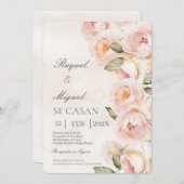 Peach Blume beige Spanish Wedding Einladung (Vorne/Hinten)