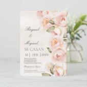 Peach Blume beige Spanish Wedding Einladung (Stehend Vorderseite)