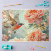 Peach Blume Bird Decoupage Seidenpapier (Basteln)