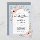 Peach Blume Dusty Blue Brautparty by Mail Einladung (Vorne/Hinten)